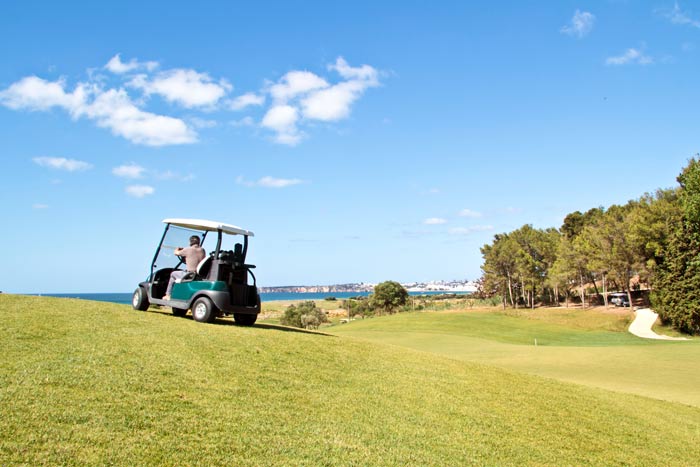 Golf buggy on a golf course